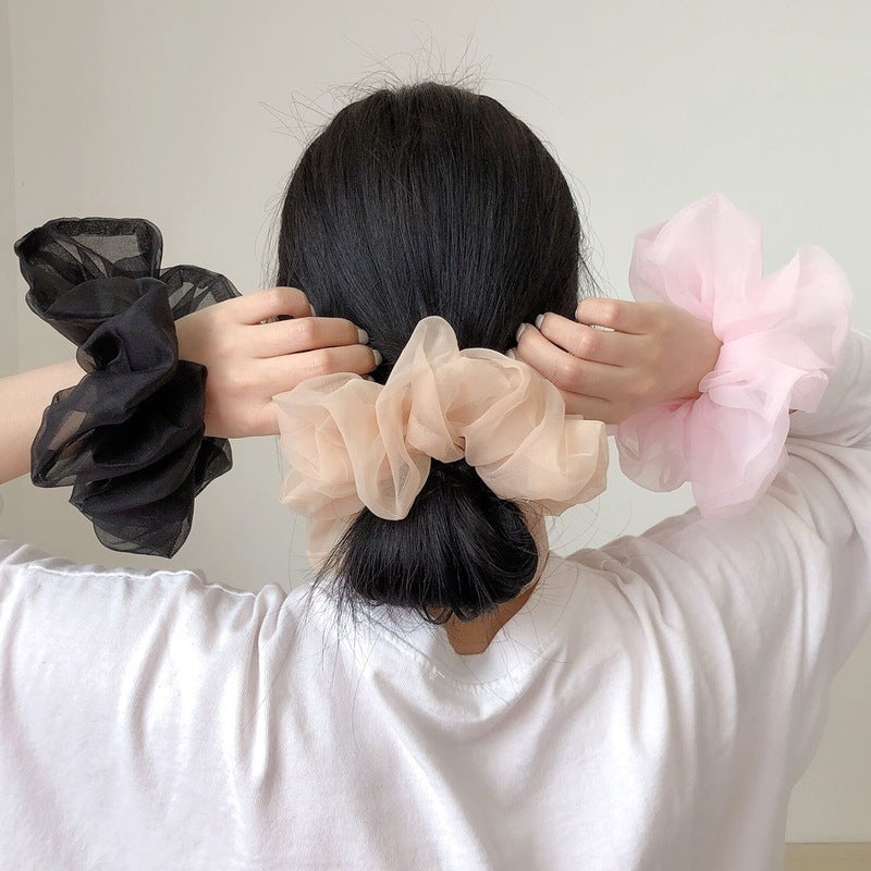 Duża gumka do włosów scrunchie z siateczki