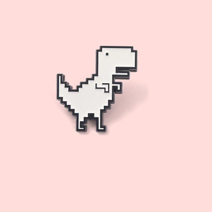 Przypinka - pikselowy dinozaur