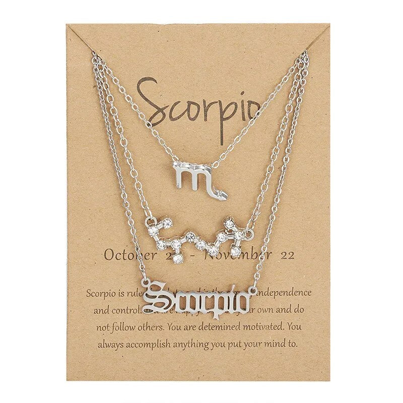 Zestaw łańcuszków ze znakami zodiaku