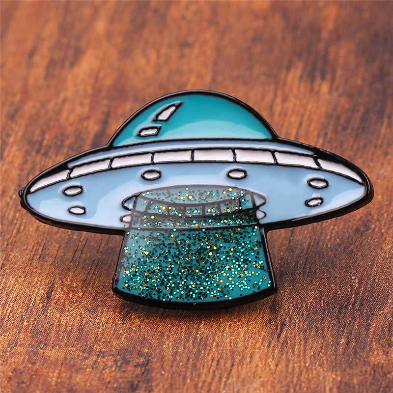 Przypinka UFO z brokatem