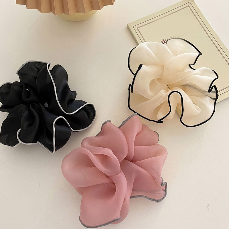 Duże gumki do włosów scrunchie z oblamówką