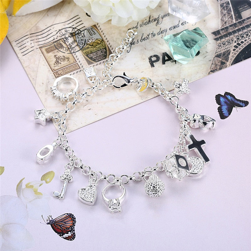 Srebrna bransoletka typu charms